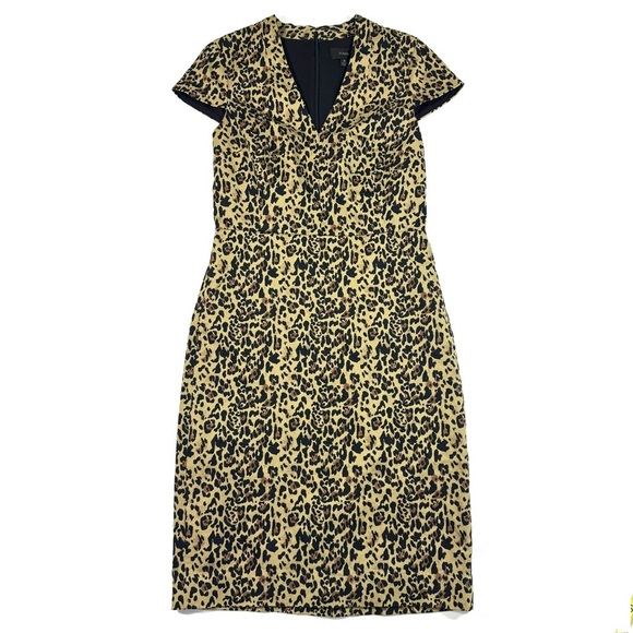 J Crew V Neck Sheath Dress Leopard Print AK630 - Picture 2 of 7